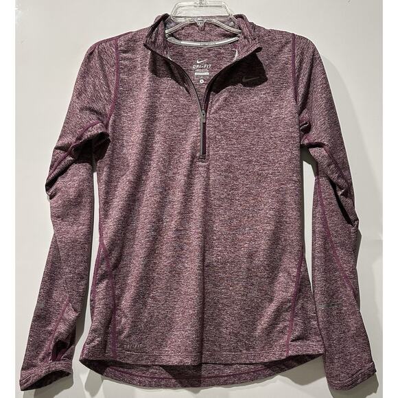 Nike Dri-Fit Track Jacket Women Sm Burgundy Quarter Zip Athletic Running Pull On - Picture 1 of 7